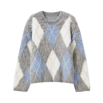 Moterų dizainerio Mohair Blend Yarn Tie Dye megztinis